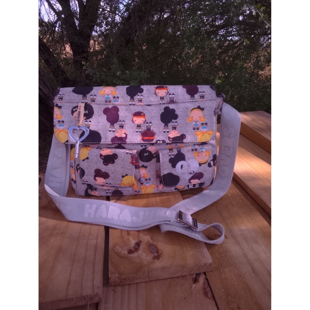 Harajuku Lovers Gwen Stefani Messenger Bag Gray Character Print Crossbody